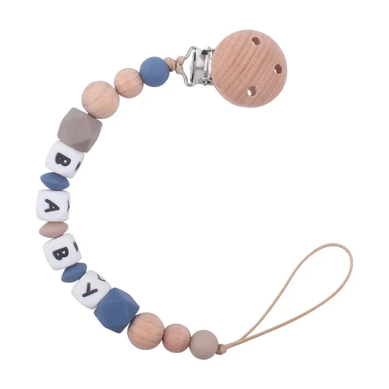 2ps Custom Baby Pacifier Clip Personalized Name Silicone Letter Dummy Holder Nipples Chains Infant Feeding Bracelet Teething Toy