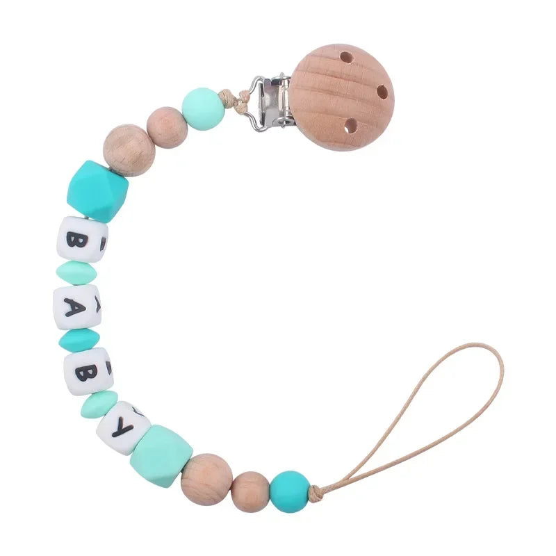 2ps Custom Baby Pacifier Clip Personalized Name Silicone Letter Dummy Holder Nipples Chains Infant Feeding Bracelet Teething Toy