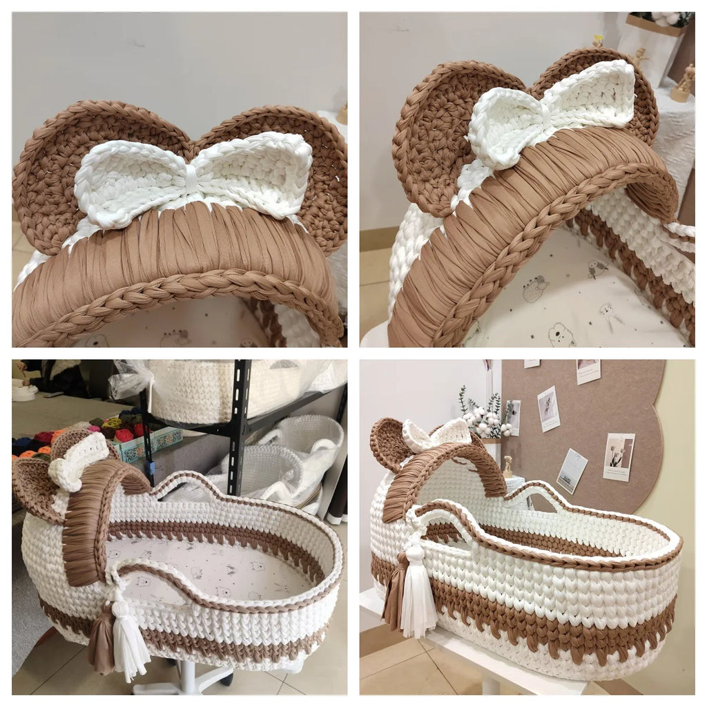 Foreign Trade Hand Knitted Crochet Portable Portable Foldable Newborn Moses Baby Basket Crib