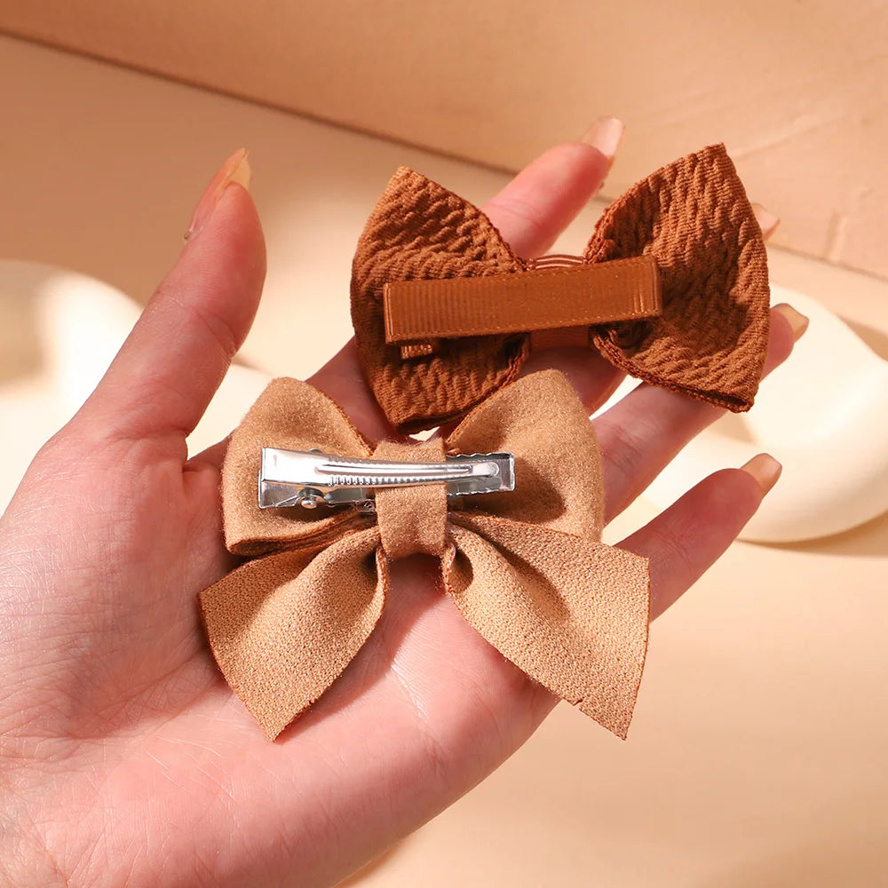 4Pcs/Set Newborn Nylon Solid Bowknot Hair Clips for Kids Handmade Bows Hairpin Infant Barrettes Headwear Baby Hair Accessories