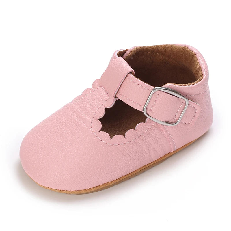 Pink Baby Girls First Step Shoes Baby Moccasins Soft Bottom Rubber Non-slip Toddler First Walkers Baby Booties Girls