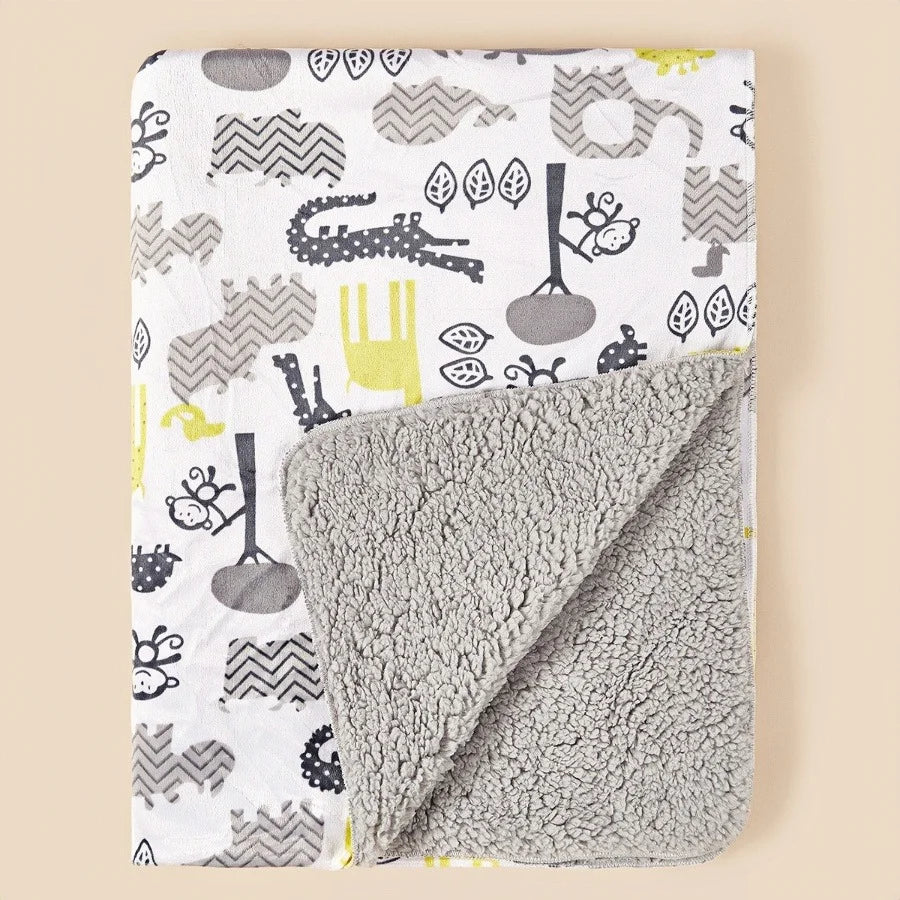 Ultra Soft Micro Plush Warm Reversible Cute Warm Baby Blanket Cute Warm Baby Blanket   Fluffy Infant or Newborn Receiving Blanke