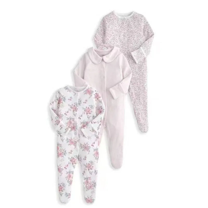 3pcs/Lot Cotton Soft Baby Romper Jumpsuit for Boys Girls Footies Footed Long Sleeve Pajama Sleepsuit Outfit Infant Clothes