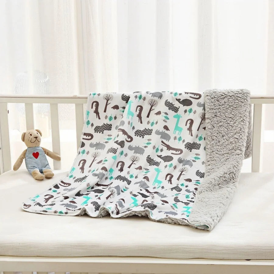 Ultra Soft Micro Plush Warm Reversible Cute Warm Baby Blanket Cute Warm Baby Blanket   Fluffy Infant or Newborn Receiving Blanke