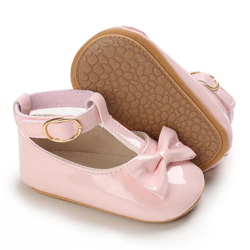 Pink Baby Girls First Step Shoes Baby Moccasins Soft Bottom Rubber Non-slip Toddler First Walkers Baby Booties Girls