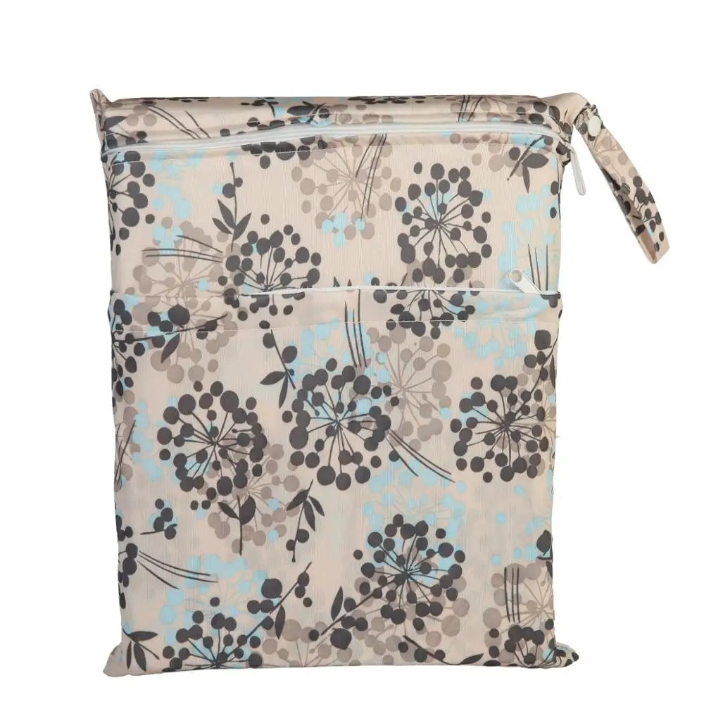 Wet Dry Bag With Two Zippered For Baby Diapers Nappies Waterproof Reusable 36cmx29cm