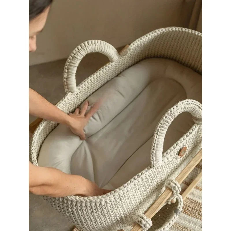 Knitted Moses Basket,Moses Basket for Baby Nests and Loungers,baby Bassinet