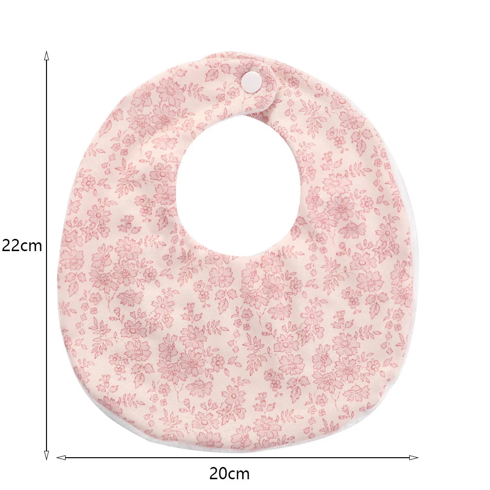 Flower Print Baby Bib Stuff Cotton Adjustable Snap Bandana Scarf for Kids Newborn Boys Girls Feeding Saliva Towel Burp Cloth