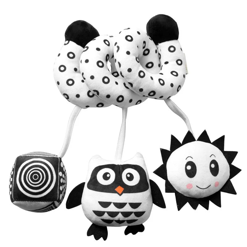 Car Seat Toys for Babies Rattle Mirror Crinkle Squeaky Carseat Stroller Toys 0-6 Months Developmental Newborn Baby Girl Gifts