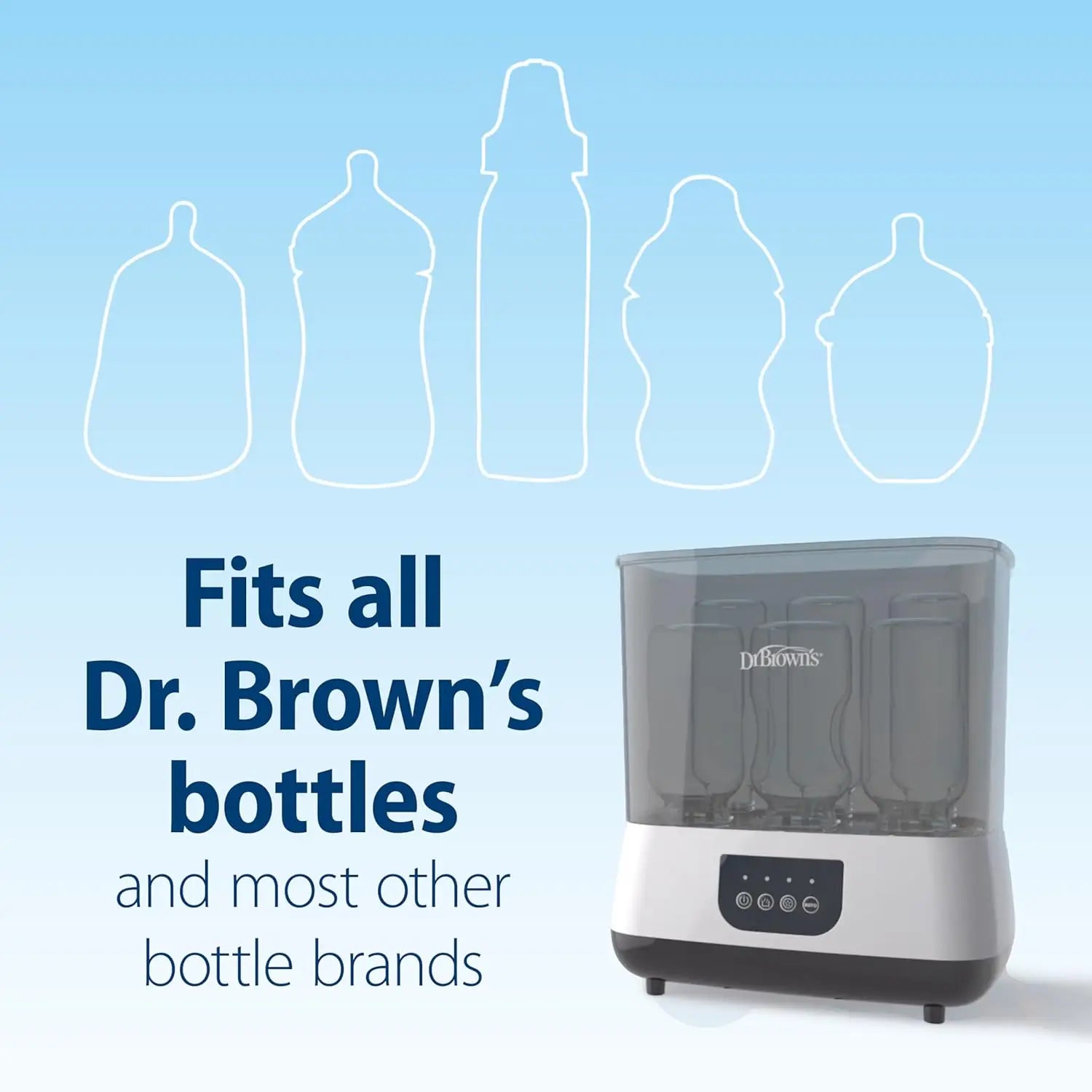Dr Browns All-in-One Baby Bottle Sterilizer and Dryer for Newborn Essentials, 4-in-1 Functions