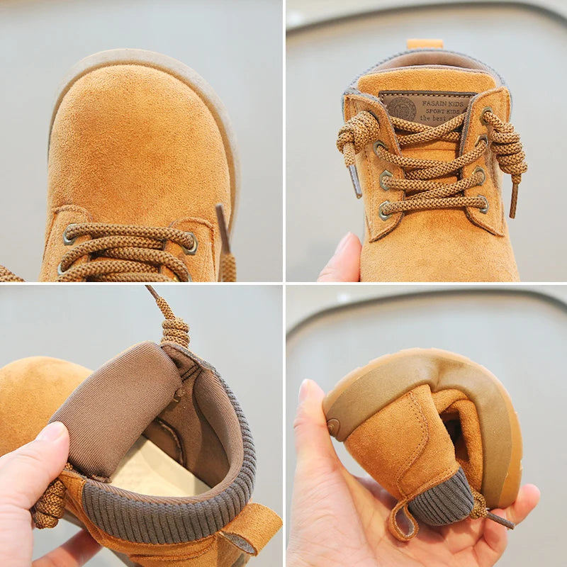 Autumn Winter Unisex Baby Snow Boots Outdoor Windproof Waterproof Children Warm Plush Boots Soft Sole Anti-slip Kids Shoes