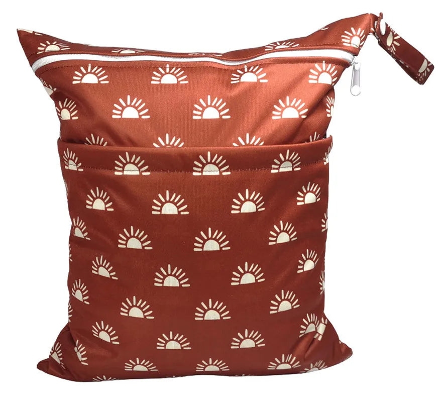 Wet Dry Bag With Two Zippered For Baby Diapers Nappies Waterproof Reusable 36cmx29cm