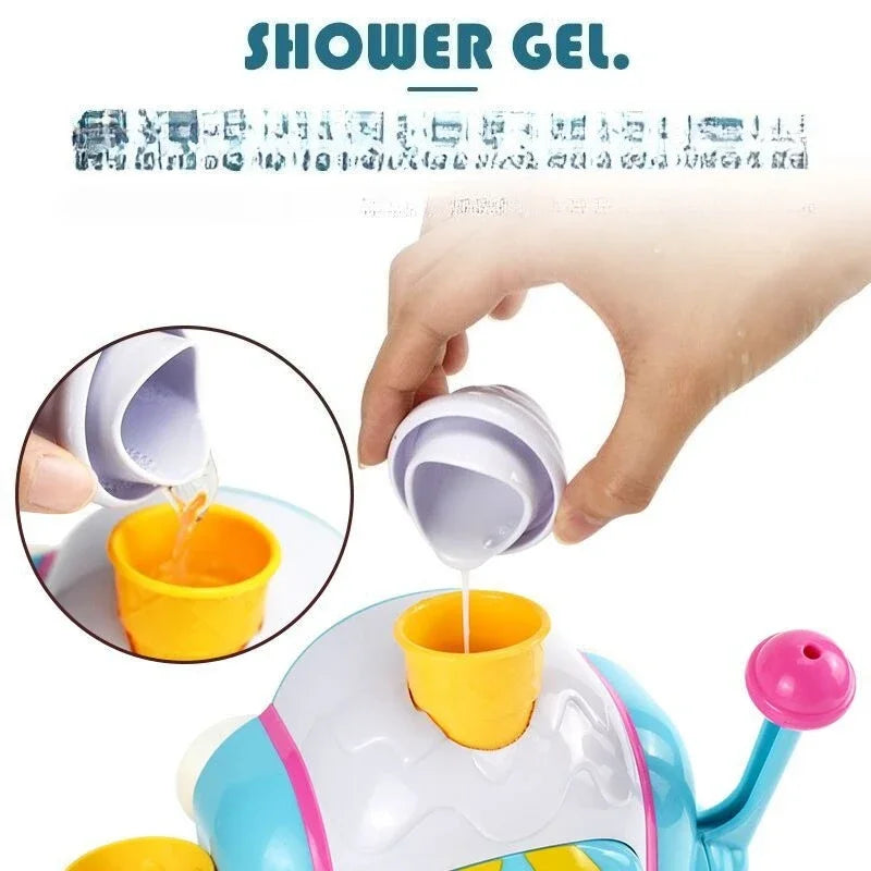 Delicate Ice Cream Bubble Machine Portable Soap Dispenser for Kids Bathroom Fun Play with Strong Suction and Creative Design