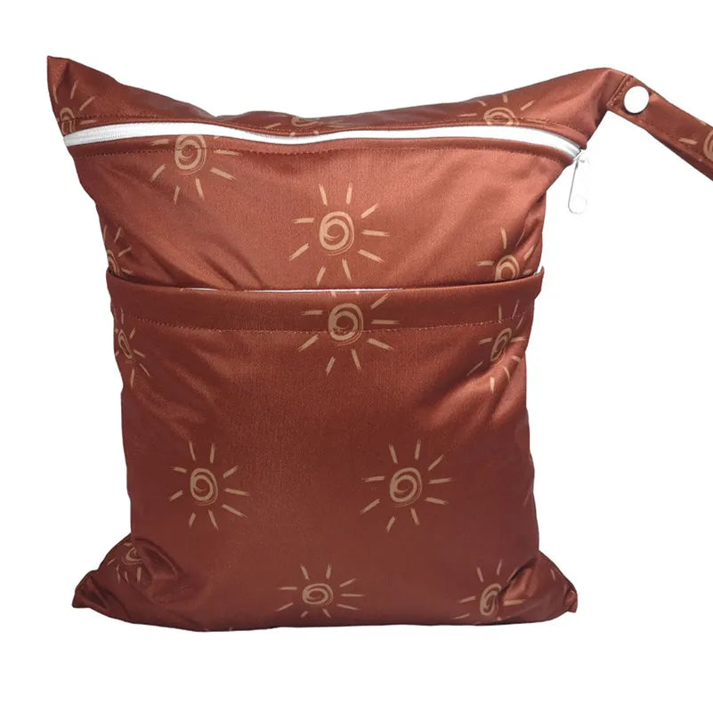 Wet Dry Bag With Two Zippered For Baby Diapers Nappies Waterproof Reusable 36cmx29cm