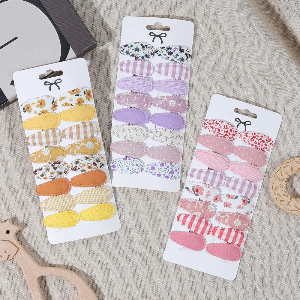 10/16PCS Cotton Textured Girl Hair Clip BB Clip Cute Colorful Floral Candy Color Matching Kid Barrettes Baby Hair Accessory Gift