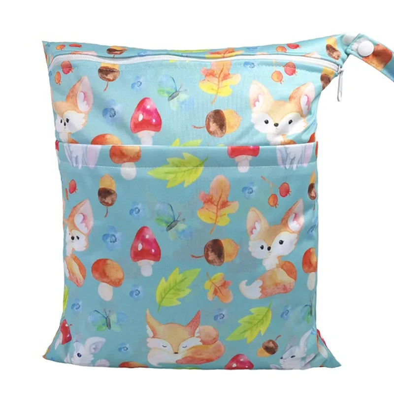 Wet Dry Bag With Two Zippered For Baby Diapers Nappies Waterproof Reusable 36cmx29cm