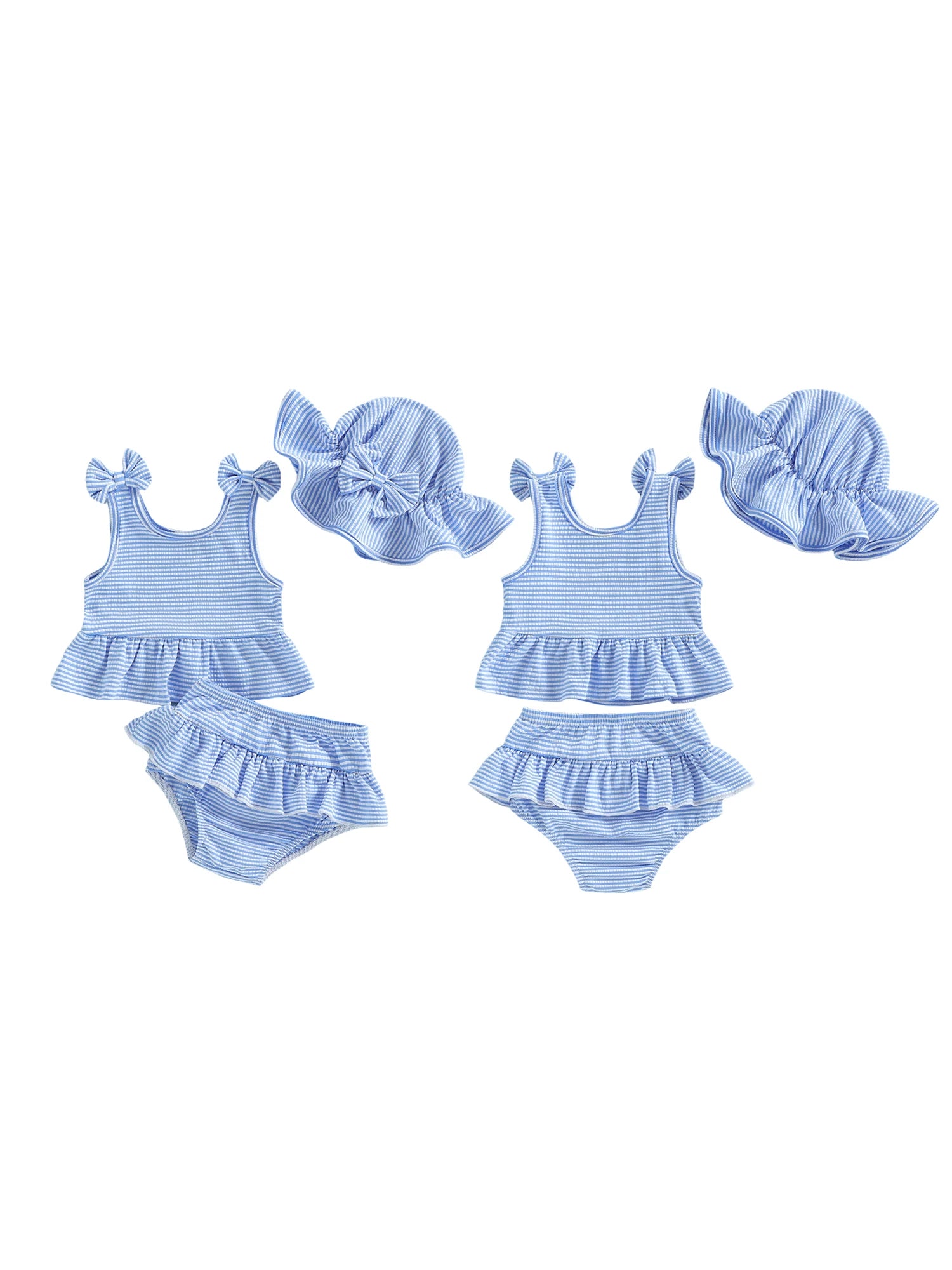 Adorable Infant Romper Stylish Sleeveless Swimsuit with Matching Hat 3Pcs Outfit Set