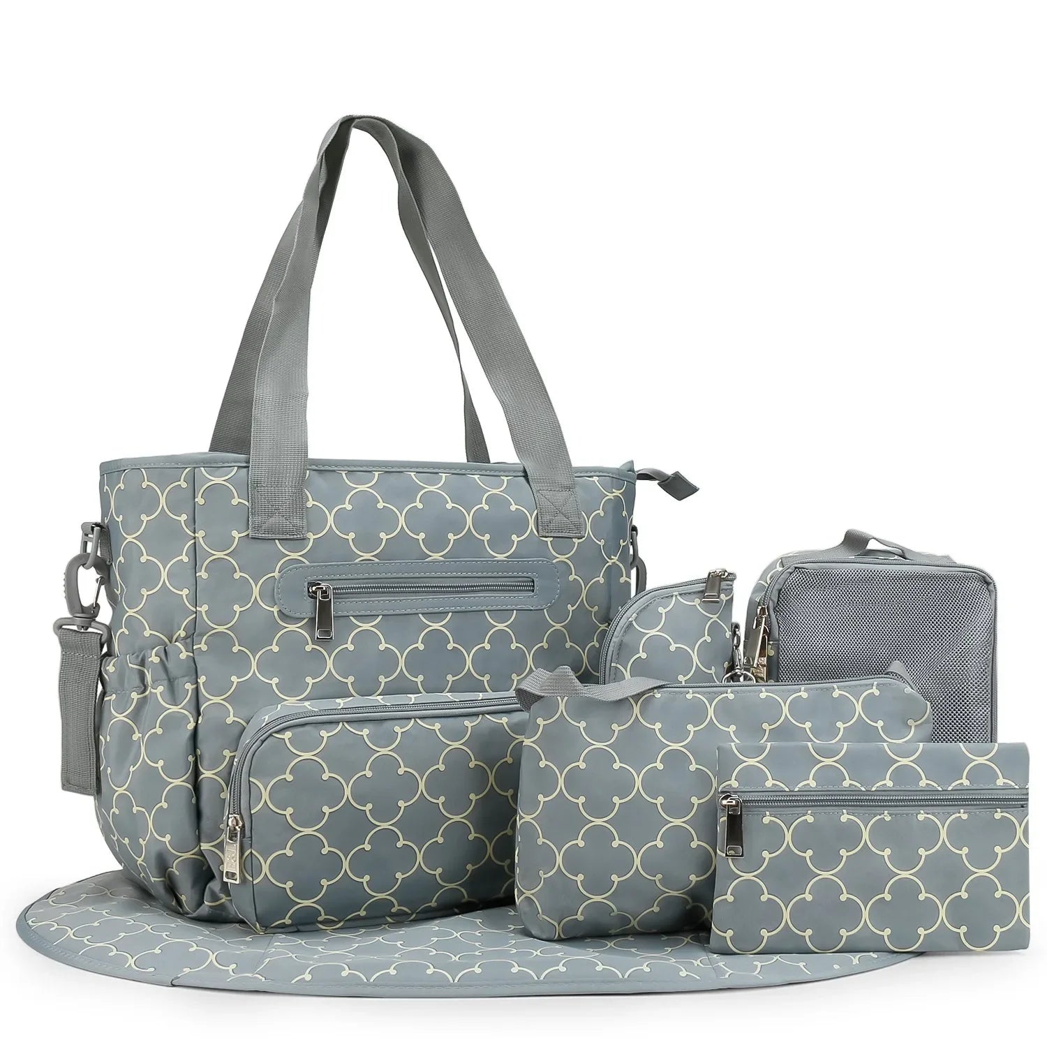 Women Shoulder Bag Travel 7 Pcs/Set Baby Changing Bags Go Out Large Capacity Newborn Nappy  Bag with Changing Pad Multi-functional