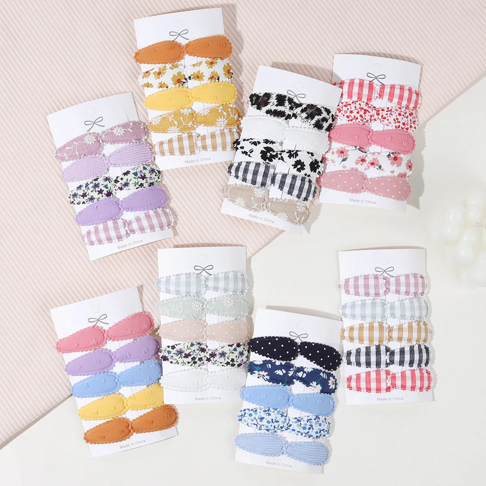 10/16PCS Cotton Textured Girl Hair Clip BB Clip Cute Colorful Floral Candy Color Matching Kid Barrettes Baby Hair Accessory Gift