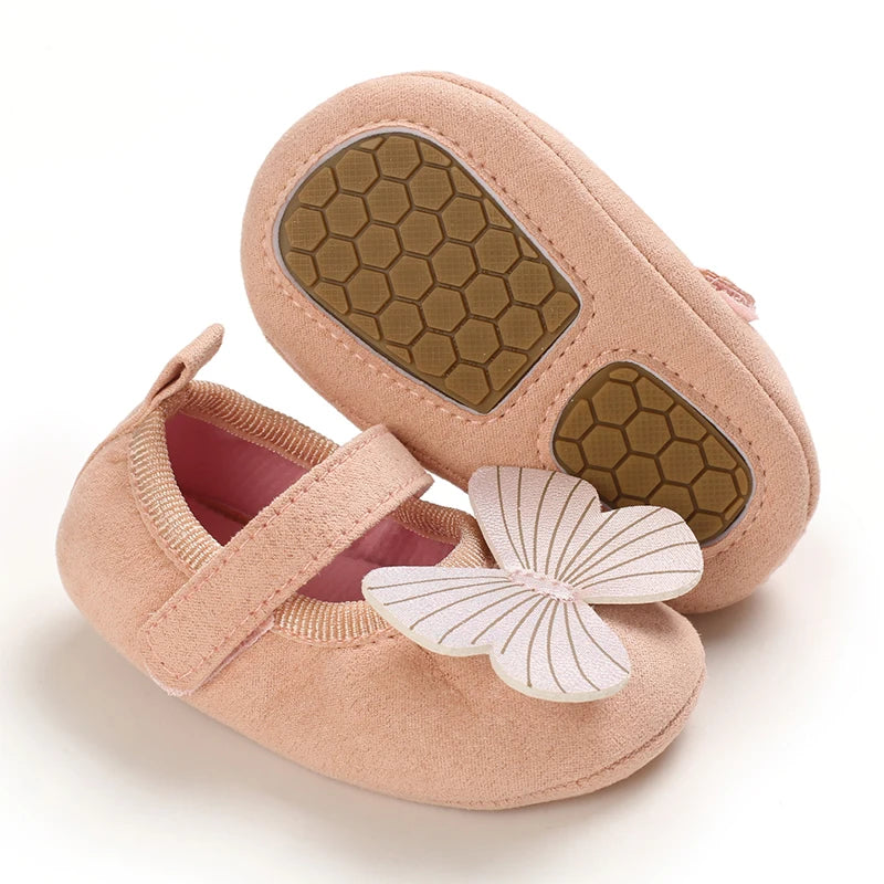 Pink Baby Girls First Step Shoes Baby Moccasins Soft Bottom Rubber Non-slip Toddler First Walkers Baby Booties Girls