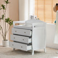 White 3-Drawer Wooden Baby Crib with Safety Rail & Storage Combo