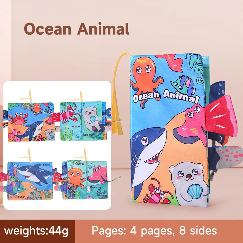 0-12Months Soft Baby Books 3D Touch Feel High Contrast Cloth Book Infant Early Learning Toy Toddlers Sensory Activity Cloth Book