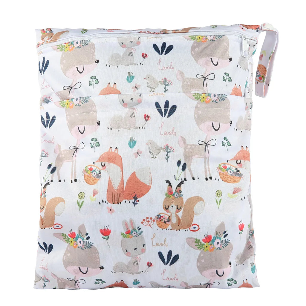 Wet Dry Bag With Two Zippered For Baby Diapers Nappies Waterproof Reusable 36cmx29cm