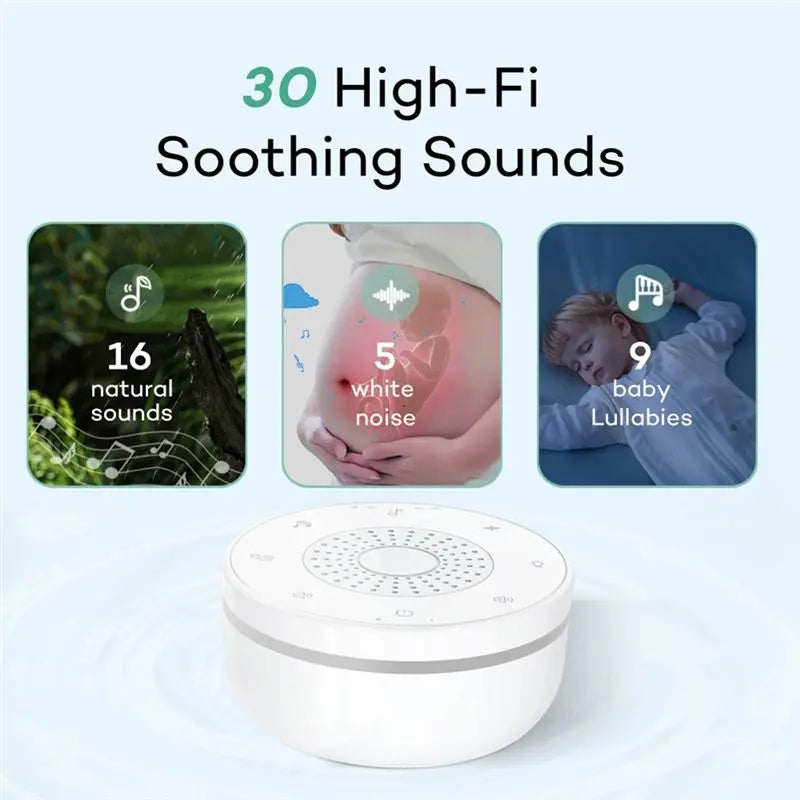 ABRB-Sleep White Noise Portable Sound Machine For Adults Kids Baby With 30 Soothing Sounds 5 Color Night Light