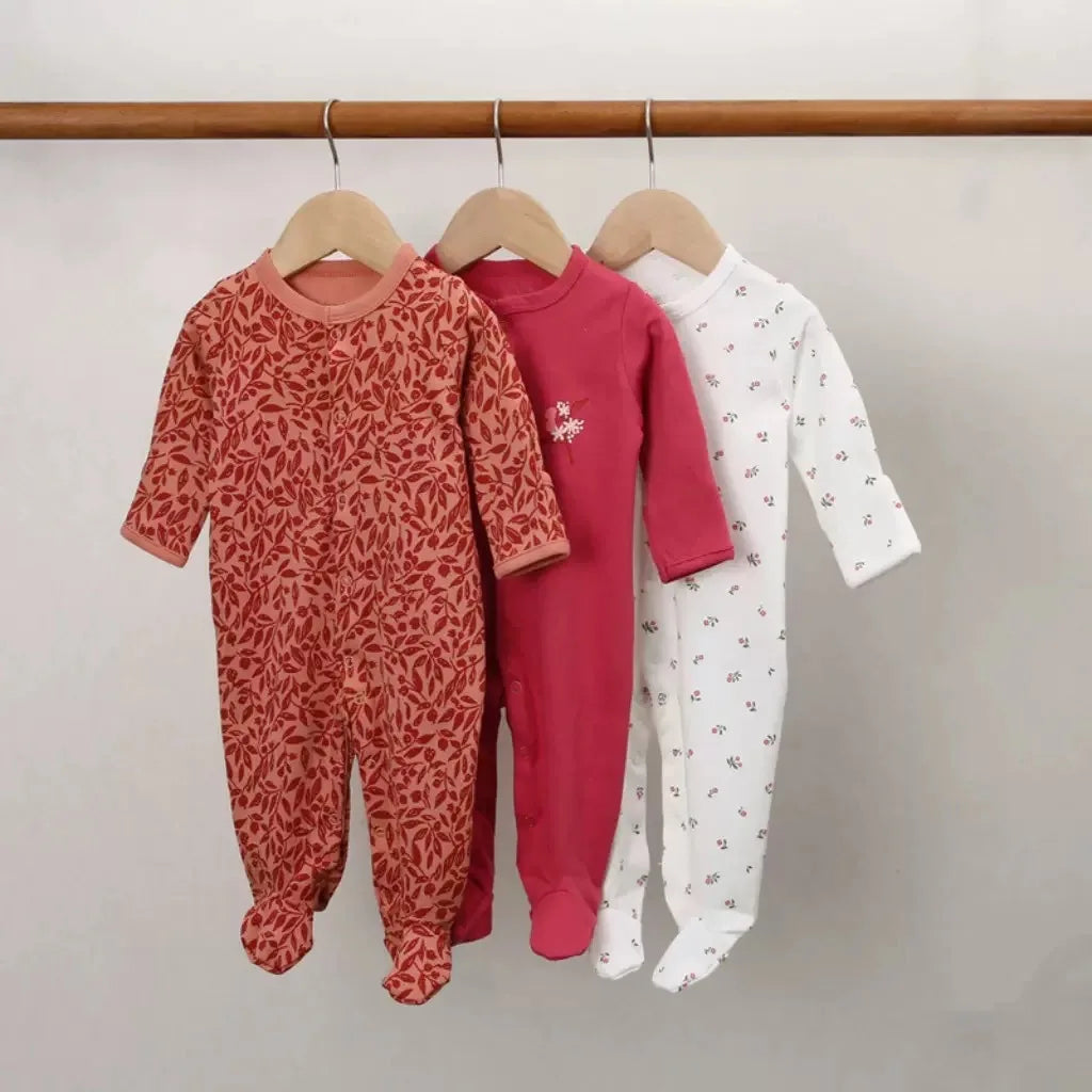 3pcs/Lot Cotton Soft Baby Romper Jumpsuit for Boys Girls Footies Footed Long Sleeve Pajama Sleepsuit Outfit Infant Clothes