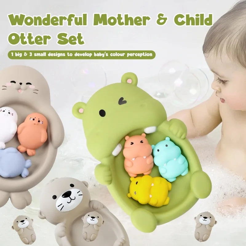 Nontoxic Floating Animal Bath Toys for Babies and Toddlers Seal Hippo Safe Fun for Bathroom and Pool