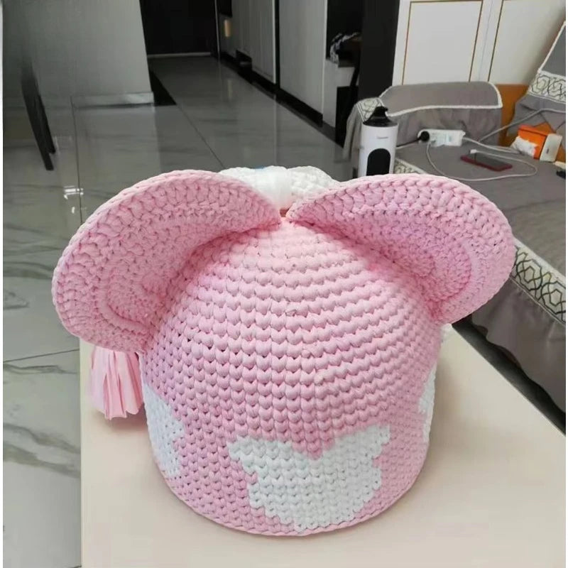 Poly Color Hand Knitted Moses Baby Basket Portable Change Cradle Baby Storage Basket