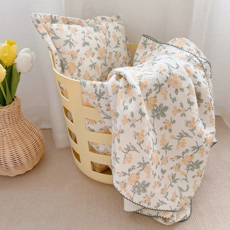 Korean Flower Muslin Baby Newborn Bedding Blanket for Girls Princess Infant Kids Cot Crib Blankets Photography Props Blankets