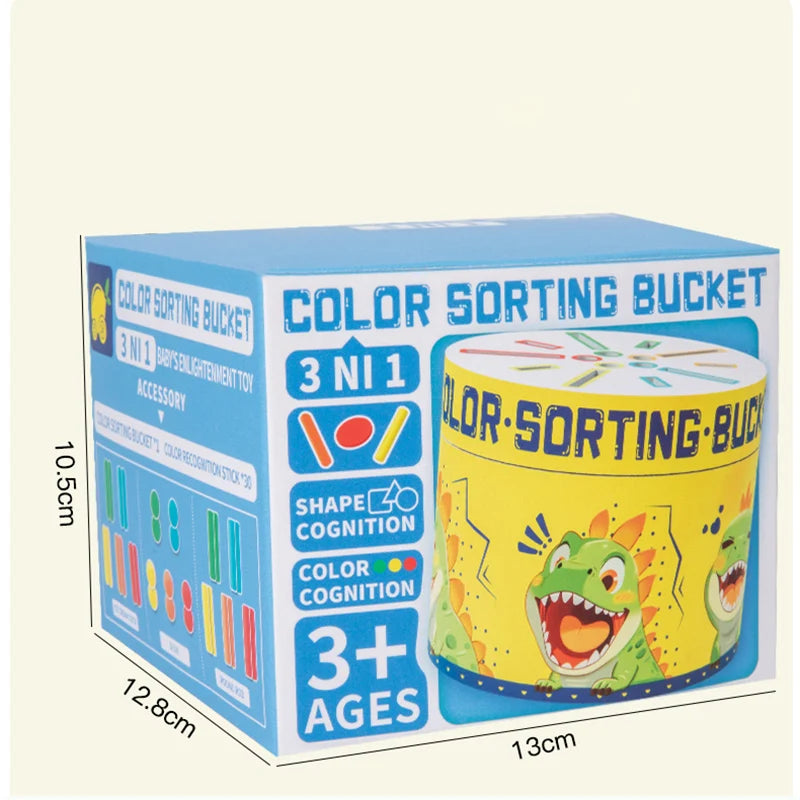 3 in i Montessori Toys Color Sorting Matching Bucket for Toddler Fine Motor Early Educational Puzzle Toy