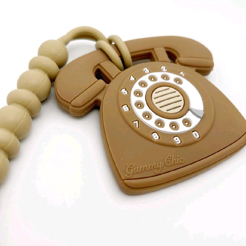 Gummy Chic Novelty Rotary Dial Phone Silicone Teether - Baby Sensory Toy
