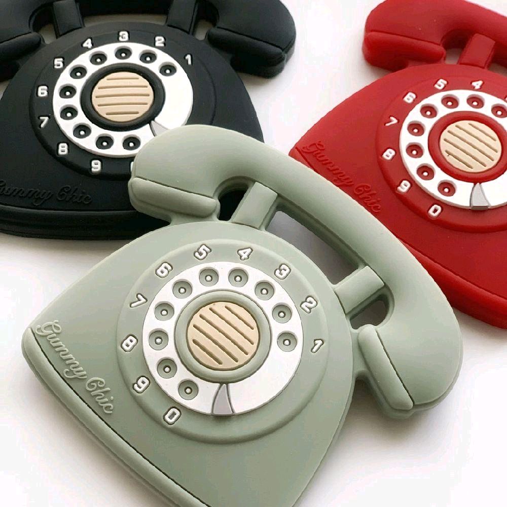 Gummy Chic Novelty Rotary Dial Phone Silicone Teether - Baby Sensory Toy