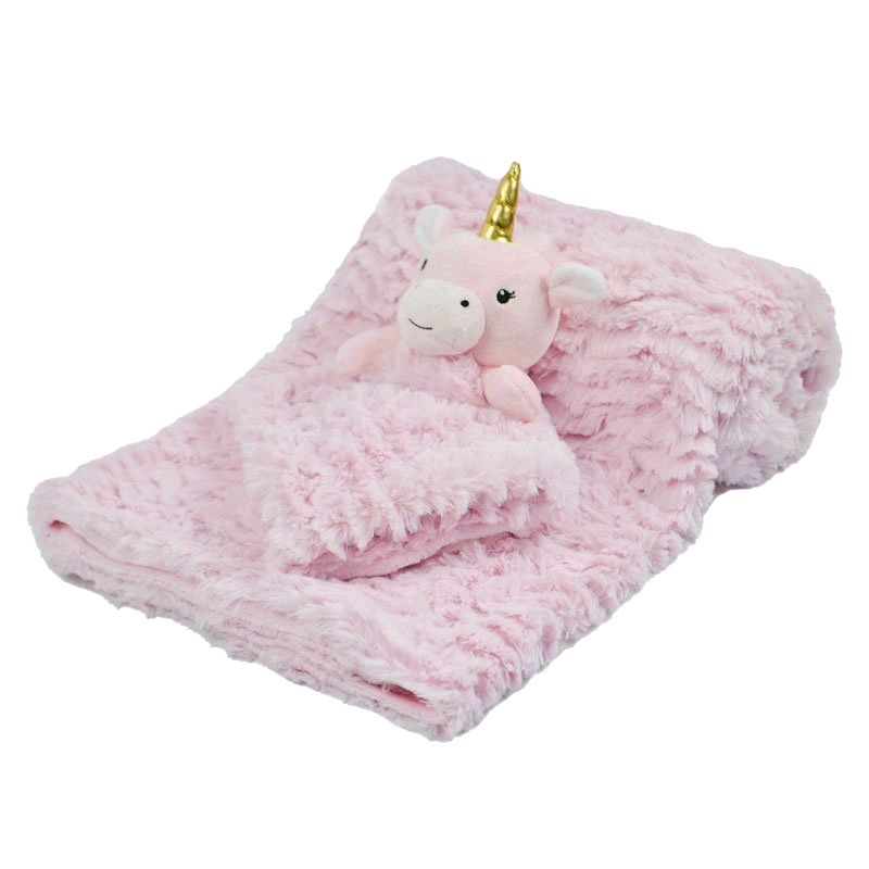 100cm Ultra Soft Pink Baby Girls Blanket Wrap & Unicorn Comforter Set