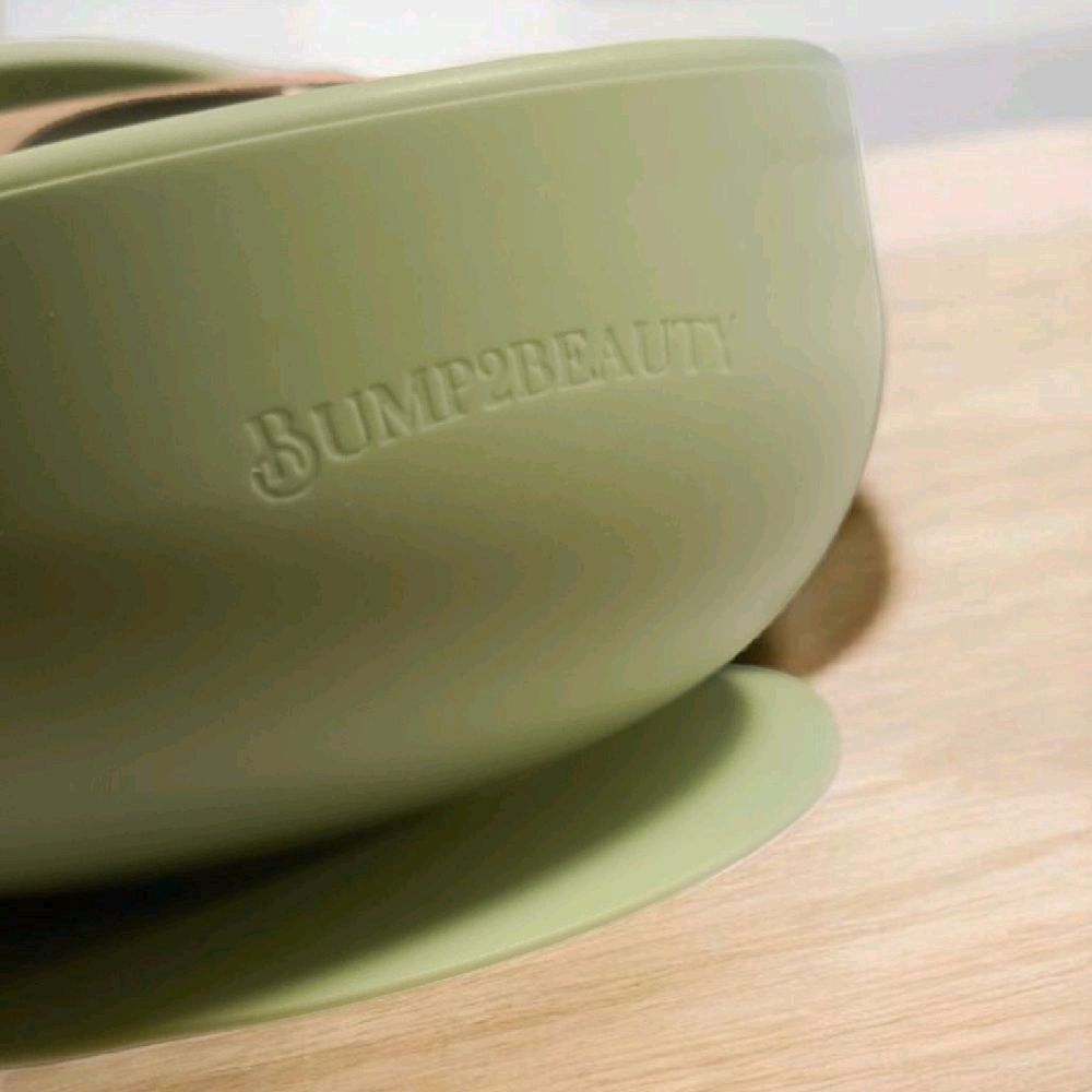 Bump2Beauty Forest Green Silicone Feeding Bowl & Spoon Set
