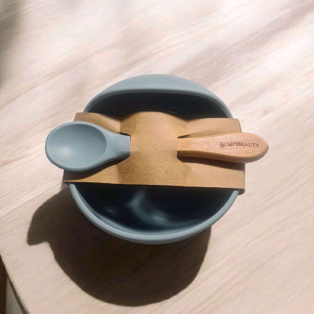 Bump2Beauty Pastel Blue Silicone Feeding Bowl & Spoon Set