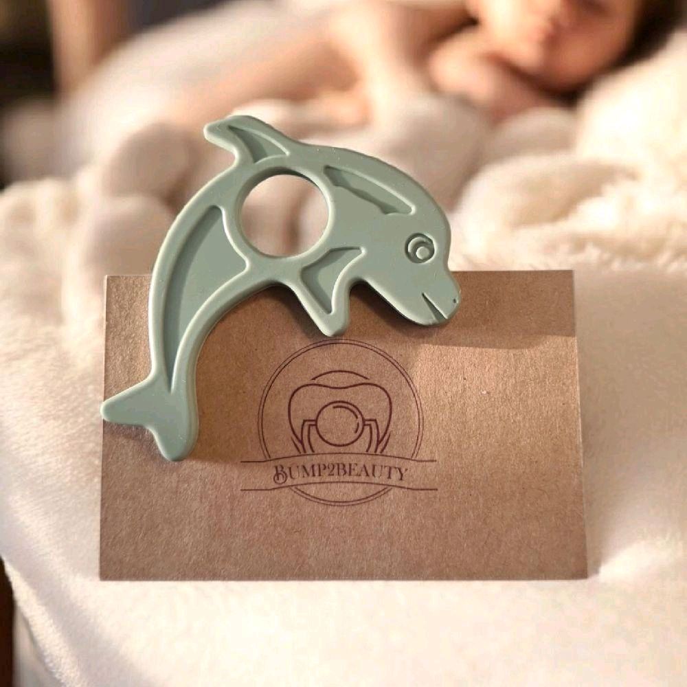 Bump2Beauty Sage Green Dolphin Shaped Teether
