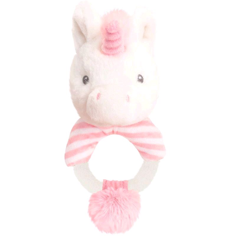Keeleco Ultra Soft 12cm Unicorn Baby Girls Wooden Ring Rattle