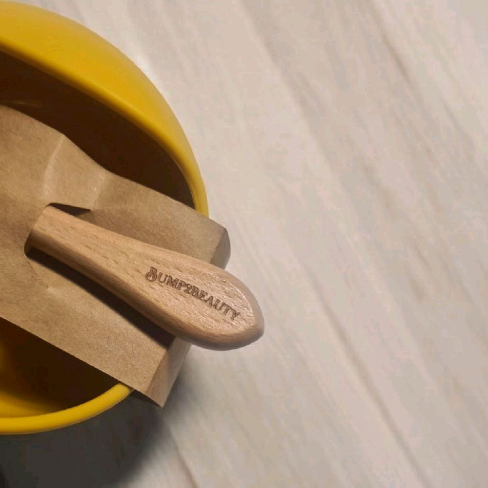 Bump2Beauty Mustard Silicone Feeding Bowl & Spoon Set