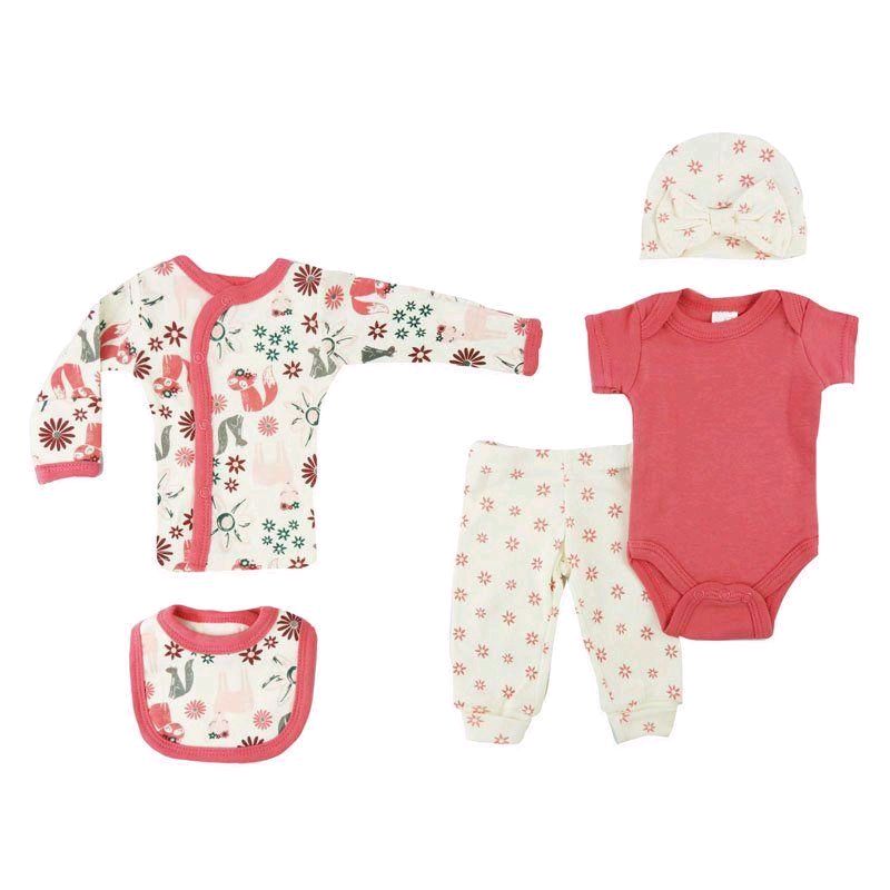 Floral Print 5 Piece Gift Set for Premature Baby Girls Tiny Baby Size
