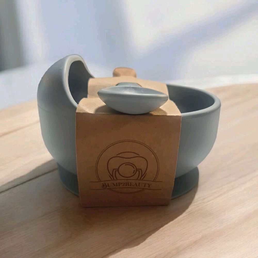 Bump2Beauty Pastel Blue Silicone Feeding Bowl & Spoon Set