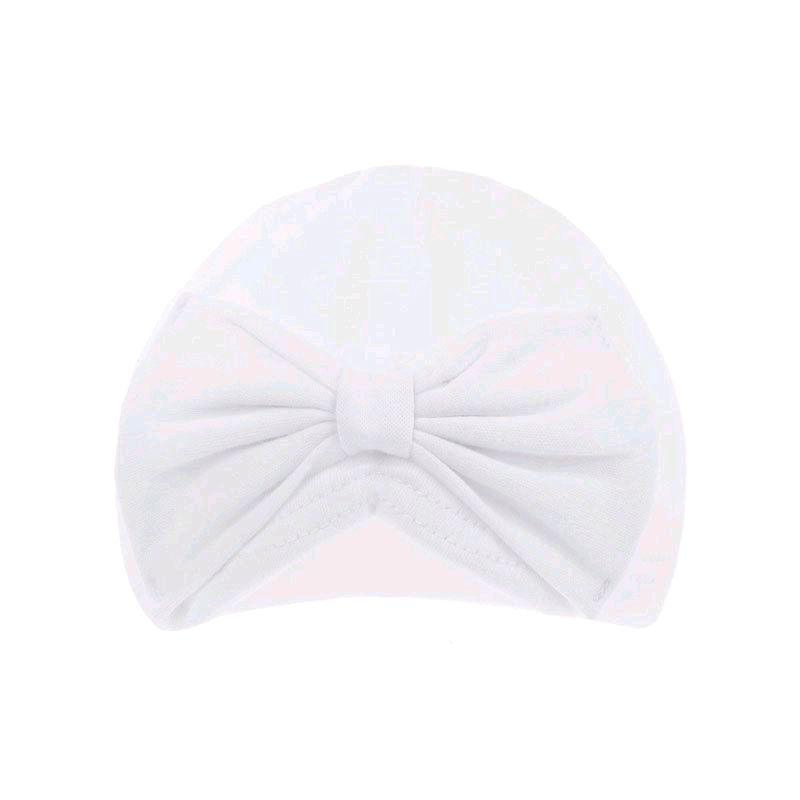 Baby Girls White Turban Hat with Bow for 0-6 Months