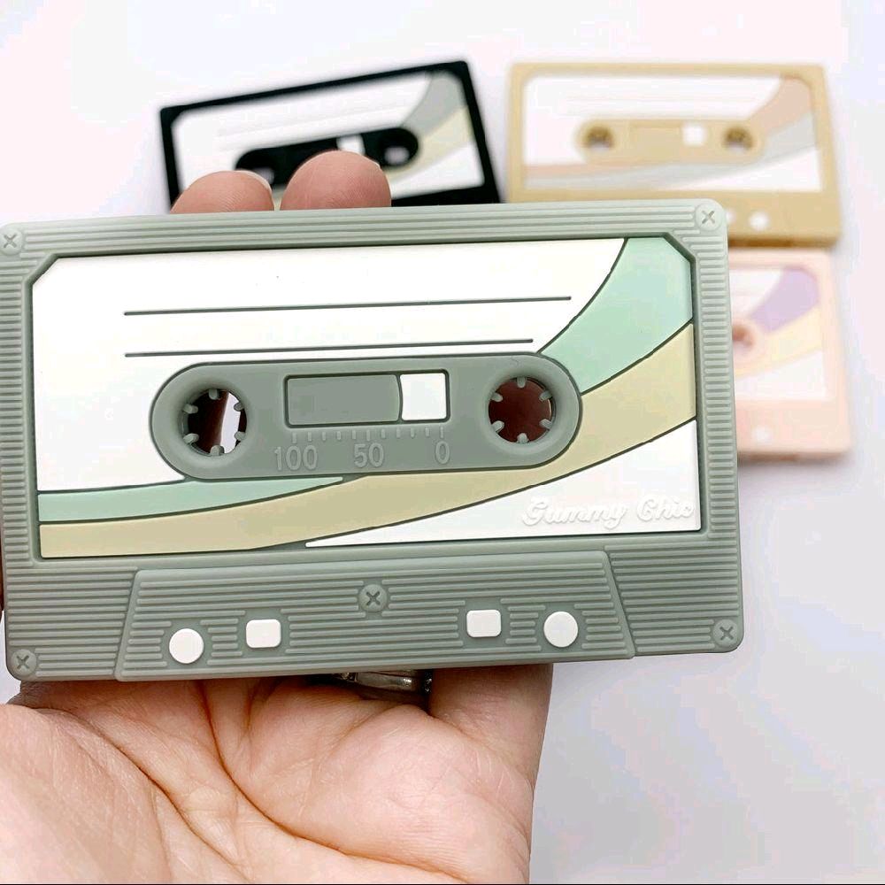Gummy Chic Novelty Green Cassette Tape Silicone Teether for Babies
