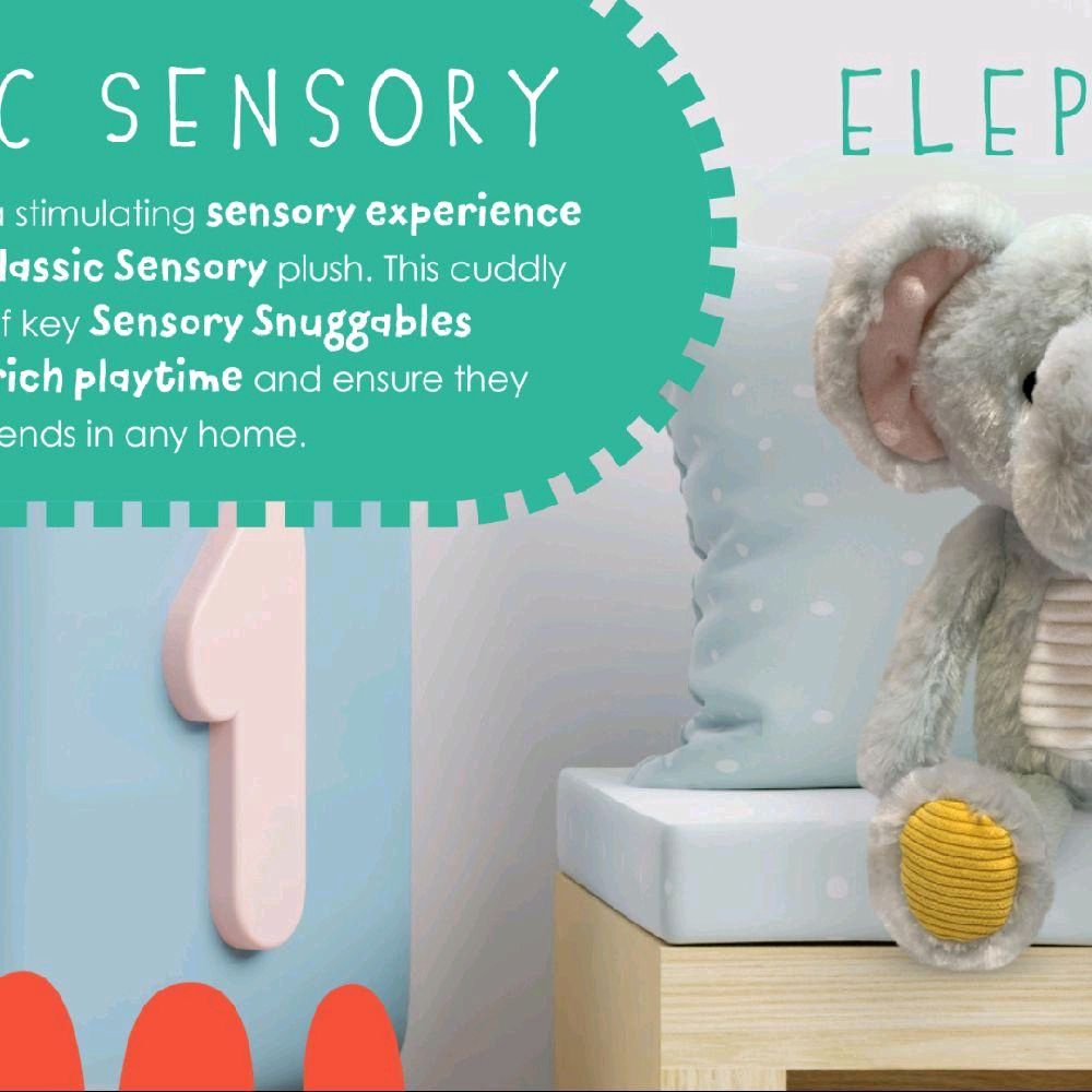 Sensory Snuggables Medium Plush Elephant Soft Stuffed Toy for Babies