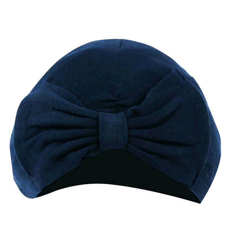 Baby Girls 0-6 Months Navy Turban Hat With Bow
