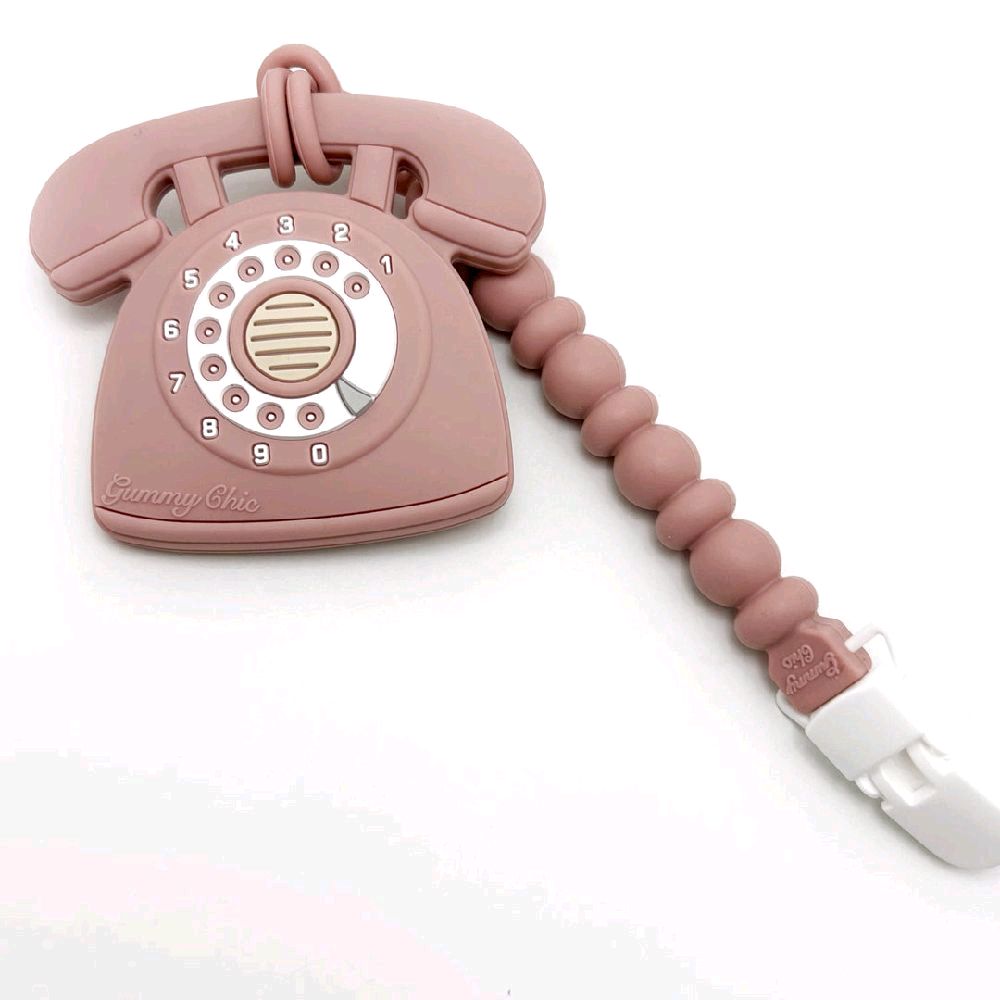 Gummy Chic Novelty Rotary Dial Phone Silicone Teether - Baby Sensory Toy