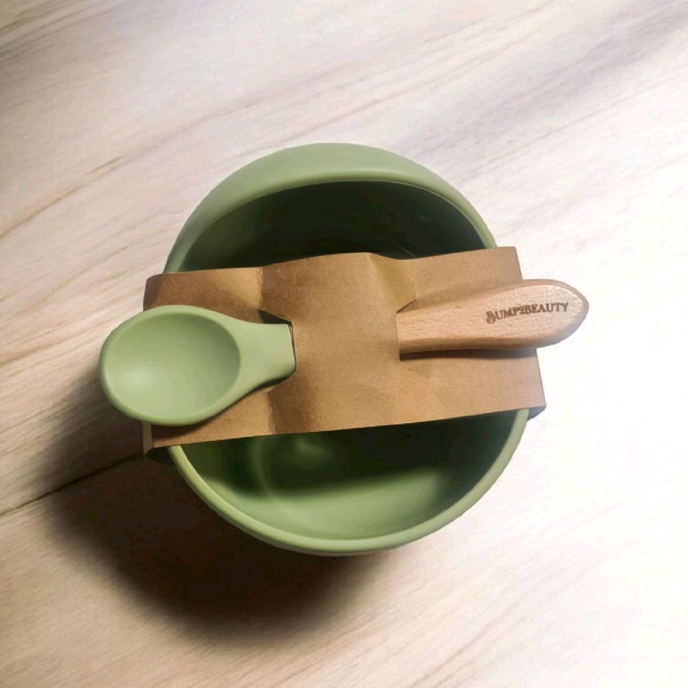Bump2Beauty Forest Green Silicone Feeding Bowl & Spoon Set