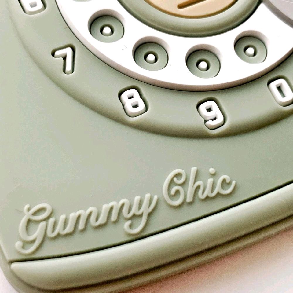 Gummy Chic Novelty Rotary Dial Phone Silicone Teether - Baby Sensory Toy